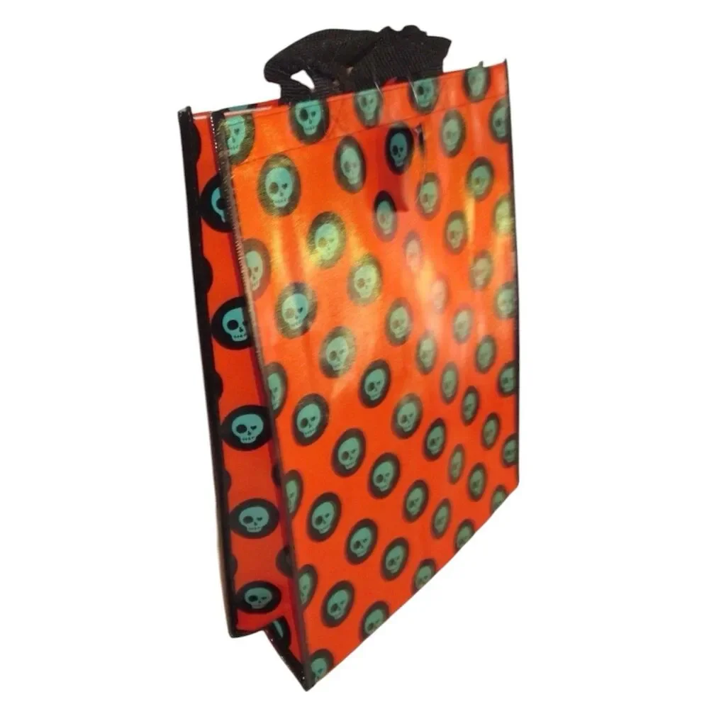 3x Looking Spooky Colorful Skull Halloween Reusable Trick Or Treat Bag 16” x 13”